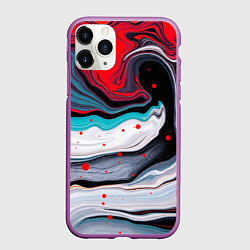 Чехол iPhone 11 Pro матовый Флюид арт абстракция, цвет: 3D-фиолетовый