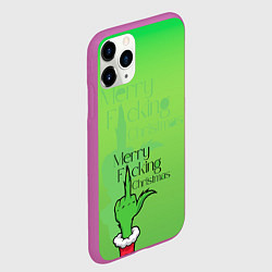 Чехол iPhone 11 Pro матовый Гринч merry fucking christmas, цвет: 3D-фиолетовый — фото 2