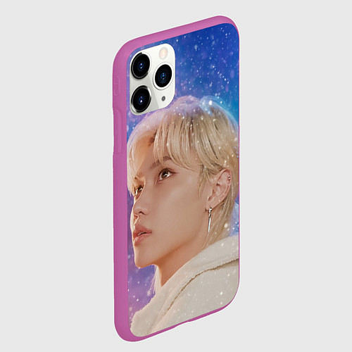 Чехол iPhone 11 Pro матовый Winter falls Felix Stray Kids / 3D-Фиолетовый – фото 2