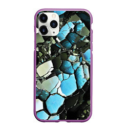 Чехол iPhone 11 Pro матовый Чёрно-синий камень, цвет: 3D-фиолетовый