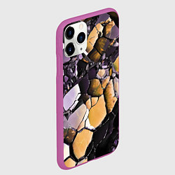 Чехол iPhone 11 Pro матовый Чёрно-жёлтый камень, цвет: 3D-фиолетовый — фото 2