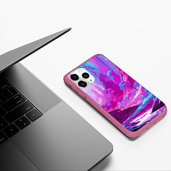 Чехол iPhone 11 Pro матовый Фиолетовая кислотная абстракция, цвет: 3D-малиновый — фото 2