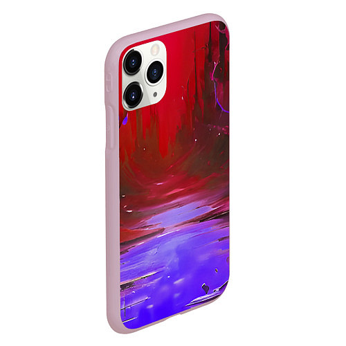 Чехол iPhone 11 Pro матовый Кислотная абстракция фиолетовая / 3D-Розовый – фото 2