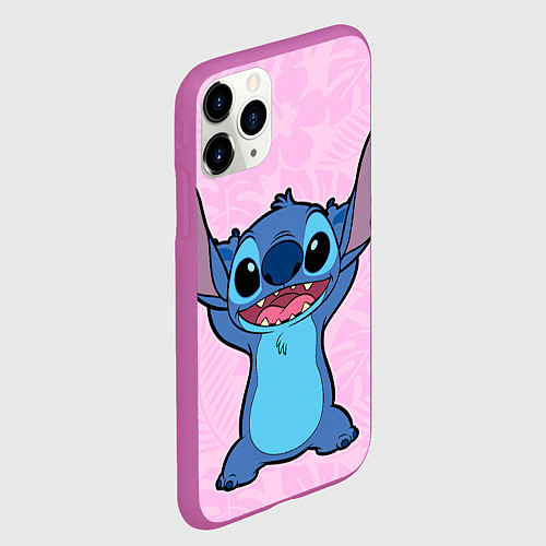 Чехол iPhone 11 Pro матовый Stitch on a pink background / 3D-Фиолетовый – фото 2