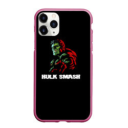 Чехол iPhone 11 Pro матовый Халк Smash, цвет: 3D-малиновый