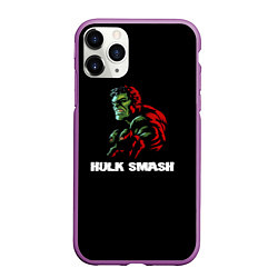 Чехол iPhone 11 Pro матовый Халк Smash, цвет: 3D-фиолетовый