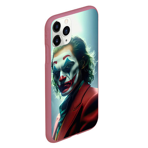 Чехол iPhone 11 Pro матовый Джокер портрет / 3D-Малиновый – фото 2