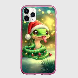 Чехол iPhone 11 Pro матовый Змейка показывает язык, цвет: 3D-малиновый