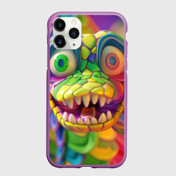 Чехол iPhone 11 Pro матовый Радужная змея, цвет: 3D-фиолетовый