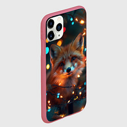 Чехол iPhone 11 Pro матовый Новогодняя рыжая лисица, цвет: 3D-малиновый — фото 2