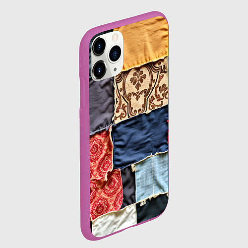 Чехол iPhone 11 Pro матовый Яркий пэчворк / 3D-Фиолетовый – фото 2