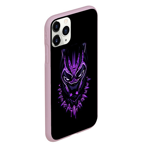 Чехол iPhone 11 Pro матовый Black Panther head / 3D-Розовый – фото 2