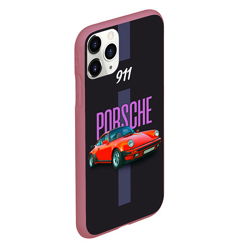 Чехол iPhone 11 Pro матовый Porsche 911 cпортивный немецкий автомобиль / 3D-Малиновый – фото 2