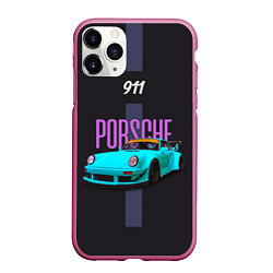 Чехол iPhone 11 Pro матовый Немецкий автомобиль Porsche 911, цвет: 3D-малиновый