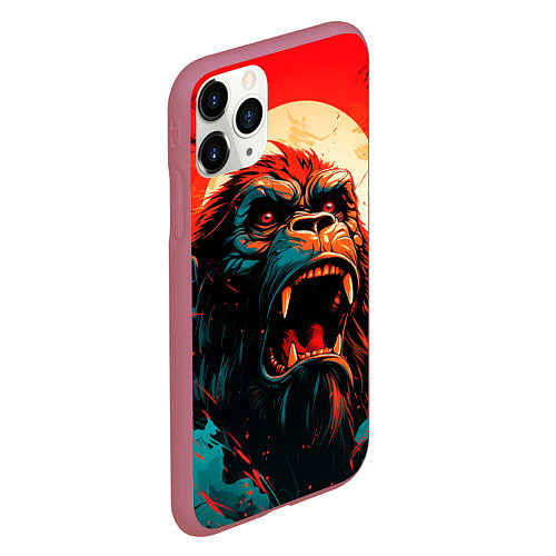 Чехол iPhone 11 Pro матовый King Kong roar / 3D-Малиновый – фото 2