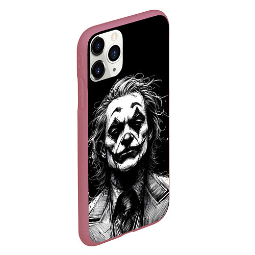 Чехол iPhone 11 Pro матовый Joker - clown / 3D-Малиновый – фото 2