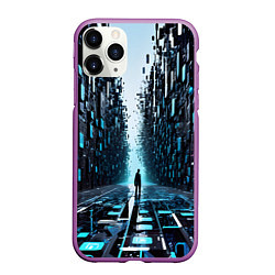 Чехол iPhone 11 Pro матовый Человек в цифровом лесу, цвет: 3D-фиолетовый