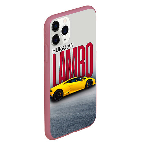 Чехол iPhone 11 Pro матовый Итальянский гиперкар Lambo Huracan / 3D-Малиновый – фото 2