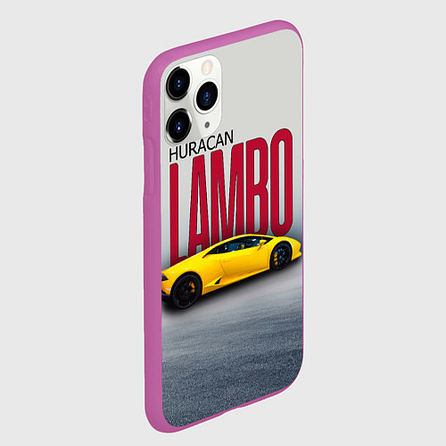 Чехол iPhone 11 Pro матовый Итальянский гиперкар Lambo Huracan / 3D-Фиолетовый – фото 2