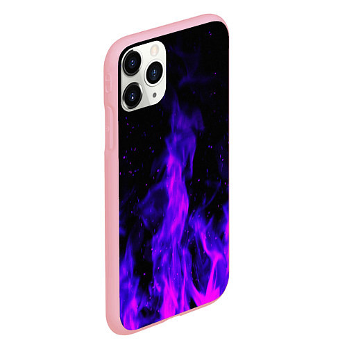 Чехол iPhone 11 Pro матовый Неоновый огонь на черном фоне / 3D-Баблгам – фото 2