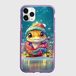 Чехол iPhone 11 Pro матовый Маленькая новогодняя змейка 2025, цвет: 3D-фиолетовый