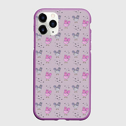 Чехол iPhone 11 Pro матовый Голуби и семечки, цвет: 3D-фиолетовый