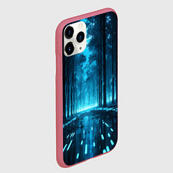 Чехол iPhone 11 Pro матовый Синий цифровой лес, цвет: 3D-малиновый — фото 2