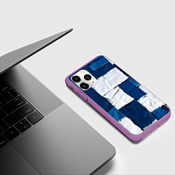 Чехол iPhone 11 Pro матовый Джинсовый пэчворк, цвет: 3D-фиолетовый — фото 2