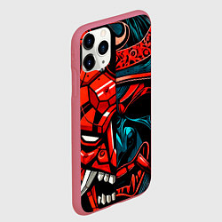 Чехол iPhone 11 Pro матовый Механический демон они и самурай, цвет: 3D-малиновый — фото 2