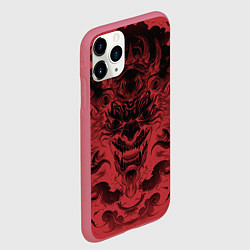 Чехол iPhone 11 Pro матовый Японский мифический демон Они, цвет: 3D-малиновый — фото 2