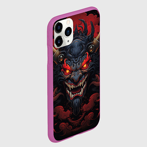 Чехол iPhone 11 Pro матовый Мифический демон Они / 3D-Фиолетовый – фото 2