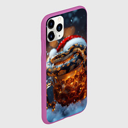 Чехол iPhone 11 Pro матовый Новогодняя змея с пивом, цвет: 3D-фиолетовый — фото 2