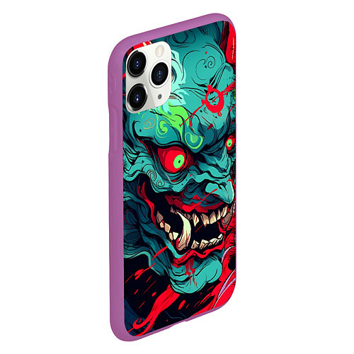 Чехол iPhone 11 Pro матовый Хання - японский демон / 3D-Фиолетовый – фото 2