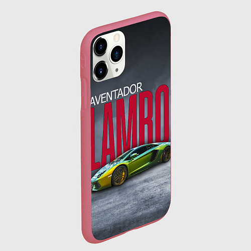 Чехол iPhone 11 Pro матовый Итальянский гиперкар Lambo Aventador / 3D-Малиновый – фото 2