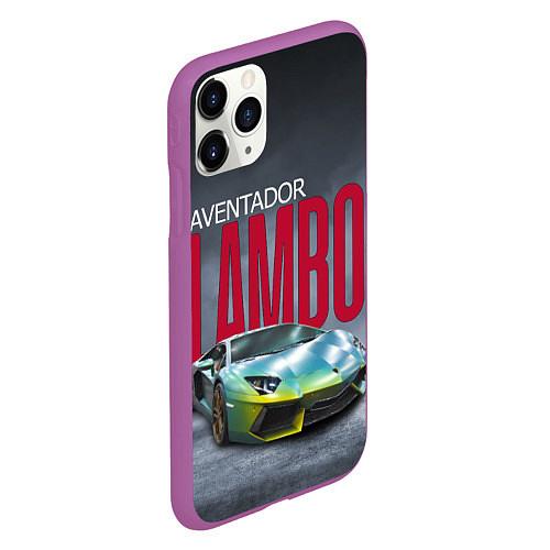 Чехол iPhone 11 Pro матовый Итальянский суперкар Lambo Aventador / 3D-Фиолетовый – фото 2