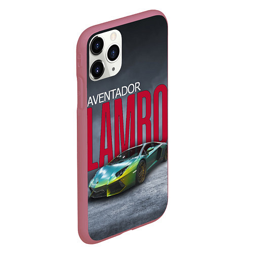 Чехол iPhone 11 Pro матовый Lamborghini Aventador / 3D-Малиновый – фото 2