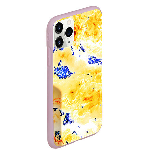 Чехол iPhone 11 Pro матовый Сине-золотая абстракция / 3D-Розовый – фото 2