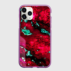 Чехол iPhone 11 Pro матовый Абстракция красно-голубая, цвет: 3D-фиолетовый