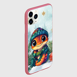 Чехол iPhone 11 Pro матовый Праздничная новогодняя змейка 2025, цвет: 3D-малиновый — фото 2