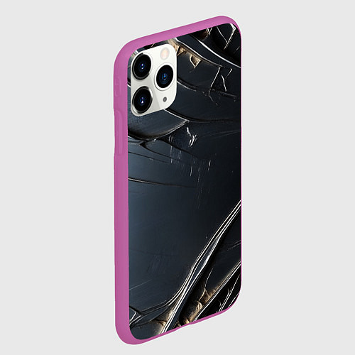 Чехол iPhone 11 Pro матовый Чёрный металл / 3D-Фиолетовый – фото 2
