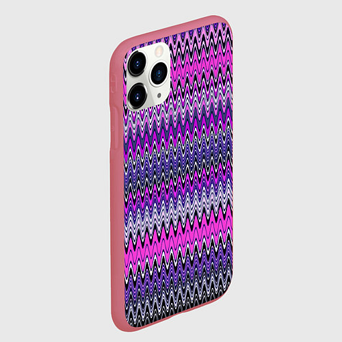 Чехол iPhone 11 Pro матовый Сиренево-розовый узоры / 3D-Малиновый – фото 2