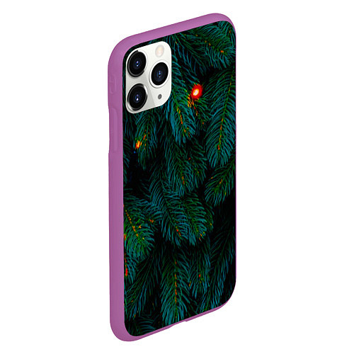 Чехол iPhone 11 Pro матовый Еловые ветви / 3D-Фиолетовый – фото 2