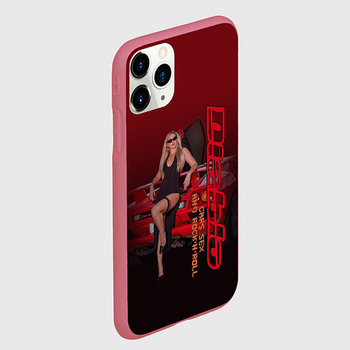 Чехол iPhone 11 Pro матовый Lamborghini Diablo / 3D-Малиновый – фото 2