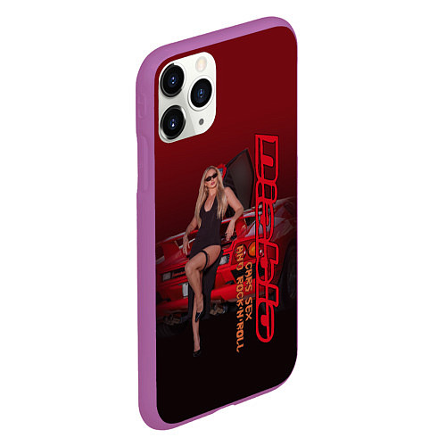 Чехол iPhone 11 Pro матовый Lamborghini Diablo / 3D-Фиолетовый – фото 2