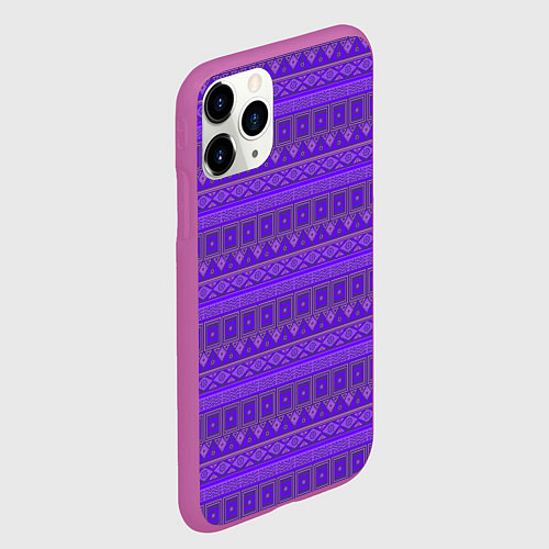 Чехол iPhone 11 Pro матовый Яркий фиолетовый геометрический узор / 3D-Фиолетовый – фото 2