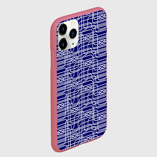 Чехол iPhone 11 Pro матовый Паттерн с трубопроводом и узлами / 3D-Малиновый – фото 2