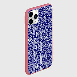 Чехол iPhone 11 Pro матовый Паттерн с трубопроводом и узлами, цвет: 3D-малиновый — фото 2