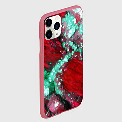 Чехол iPhone 11 Pro матовый Голубой минерал в красном камне, цвет: 3D-малиновый — фото 2
