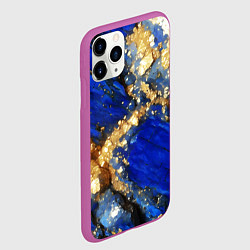 Чехол iPhone 11 Pro матовый Золотой минерал в синем камне, цвет: 3D-фиолетовый — фото 2
