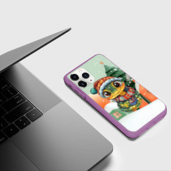 Чехол iPhone 11 Pro матовый Новогодняя змейка в шарфике, цвет: 3D-фиолетовый — фото 2